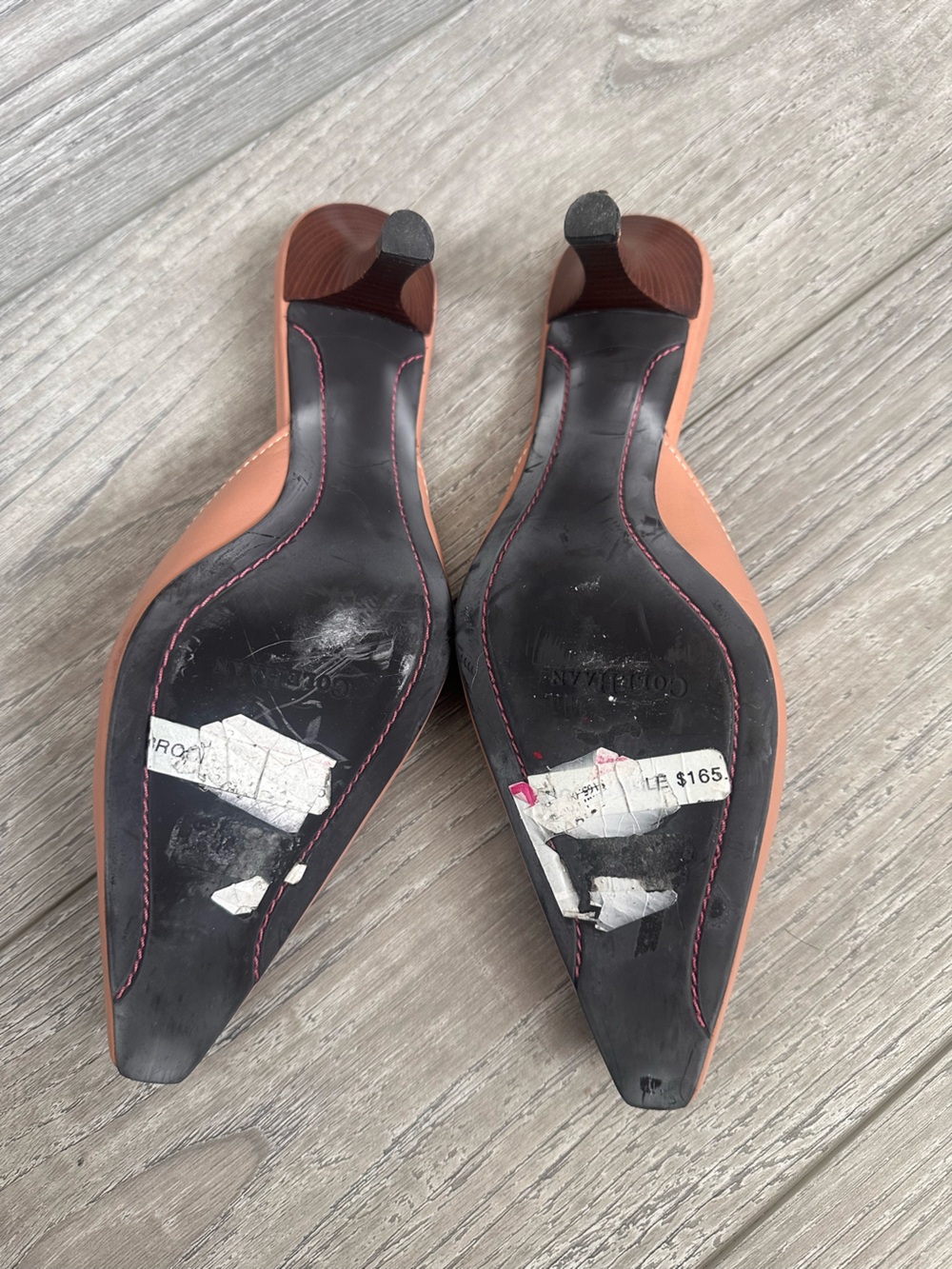 Cole Haan Peach Leather Slip-On Mules heels with Bow Detail size 6 - Picture 2 of 5